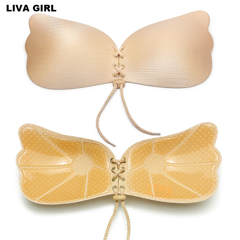 Fly Bra Soutien Invisible Bralette Self Adhesive Strapless Bandage Stick Gel Silicone Push