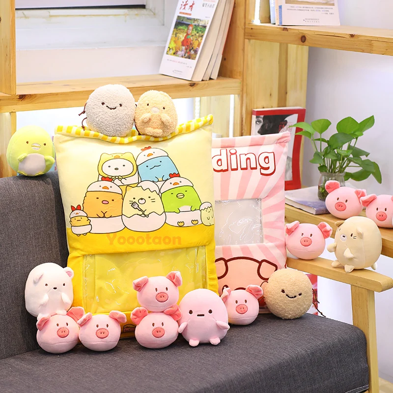

Kawaii animals plush toy Rabbit/Pig/Unicorn sleeping cushion pillow soft toys for children one bag bunny stuffed christmas gift