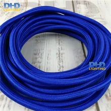 12 м/лот темно-синий текстильный кабель, тканевый винтажный шнур питания