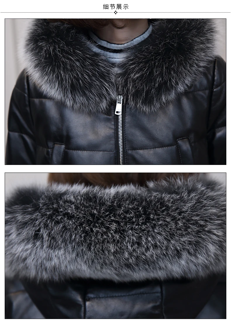 Куртка из натуральной кожи с воротником из лисьего меха, Женская куртка с капюшоном, зимняя женская куртка из овчины, Женская куртка, MY3368