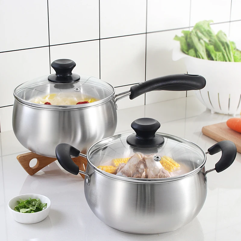 

304 Stainless Steel Cooking Pot Double Anti Scald Handle Soup Cooker Diameter 18CM With Stainless Steel Steamer