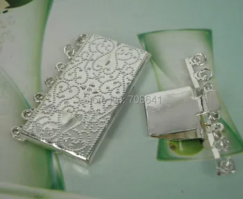 

New 7 Strands Silver Plated Brass Rectangle Insert Box Clasps Connector for Bracelet Necklace Jewelry Making Wholesale