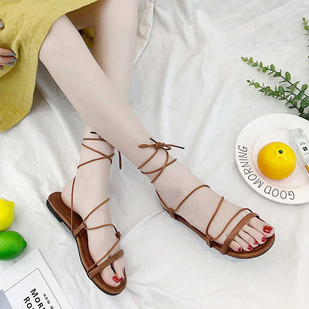 

Cross Bandage Casual Beach Lightweight Flat Summer Soft Sole Women Sandals