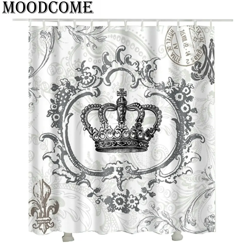 

Crown custom fabric shower curtain cortina de ducha 2017 new design cortina de banheiro shower curtain