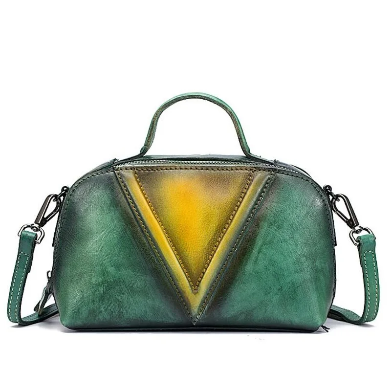 

Color-mixing Designer Genuine Cowskin Leather Women's Small V Purse Yellow Handbag Dark Blue Female Ladies Shell Shoulder Bag