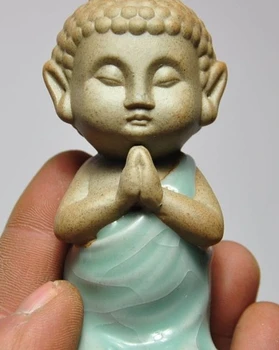 

Chinese Buddhism Purple sand Ceramics Young Sakyamuni Amitabha Buddha Art Statue