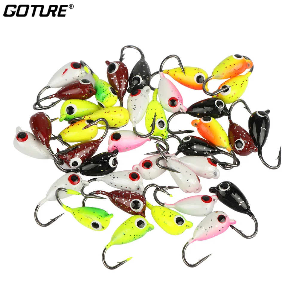 Goture 36pcs/set Winter Ice Fishing Lure 1.8cm 2.3g Jig Artificial Bait