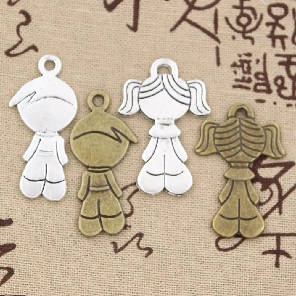 

3pcs Charms boy girl 40x19mm Hollow Antique charms,pendant fit,Vintage Tibetan Silver Bronze,DIY bracelet necklace