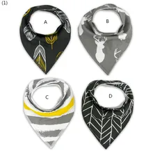 Бандана нагрудники для | унисекс слюни нагрудники | органический хлопок ins конструкции 4 шт./компл./Chevron/Рейн- олень/перо/геометрический