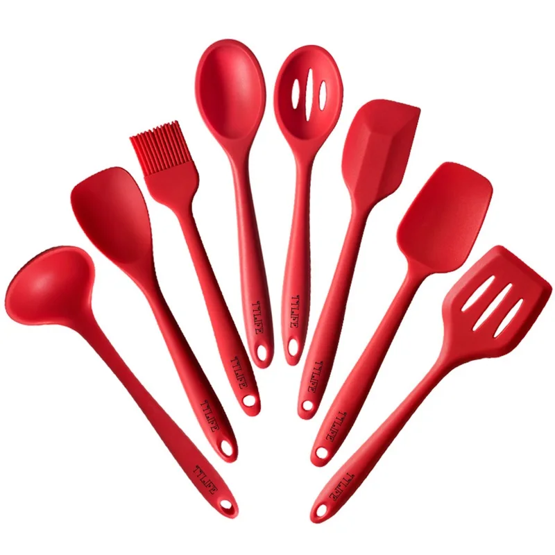 TTLIFE 2017 Newest 8 Pieces Silicone Cooking Tools Silicone Kitchen Utensils Set FDA Approved Silicone Utensil