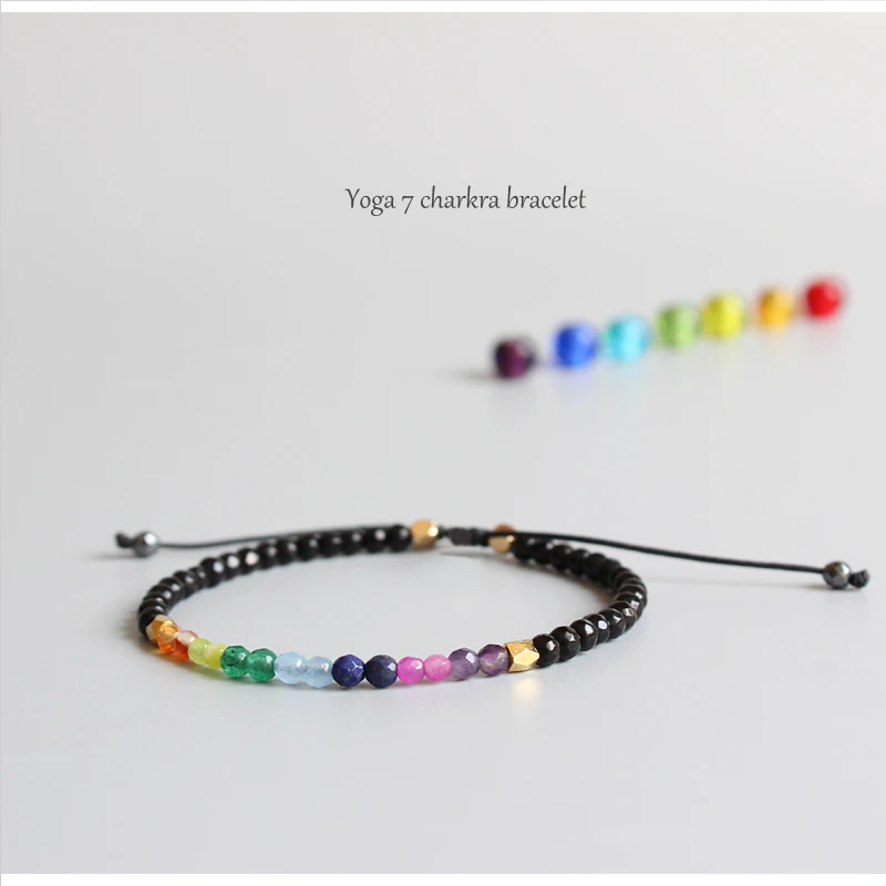 Eastisan 7 цветов браслет натуральный кристалл Йога семь чакр Исцеление баланс браслет для женщин рейки молитвенные камни 3 мм Тонкий