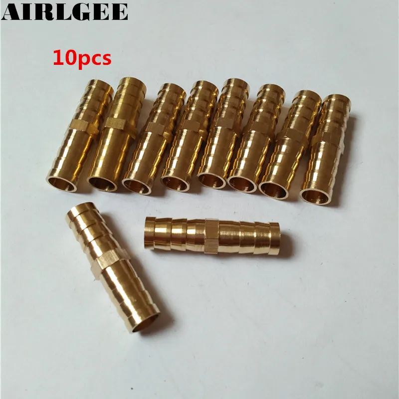 

10 Pcs Brass Gold Tone 10mm Dia Air Water Gas 1 Way Straight Barb Fitting Hose Connectors