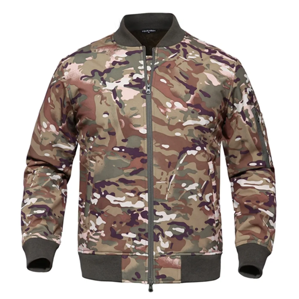 

Camouflage Printed Hiking Jacket For Men Velvet Bomber Jacket Unisex Outdoor Tactical Jackets High Quality Autumn Winter Coat
