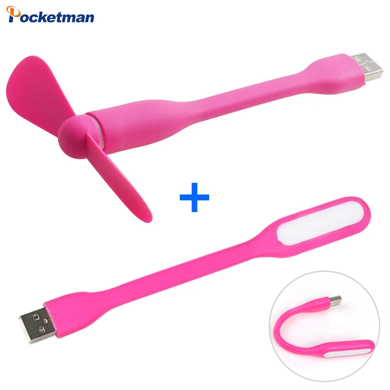 

5 Colors USB Mini LED Night Light And Portable Detachable Fan Flexible Table Lamp Power Bank / Notebook / Computer Safety z40