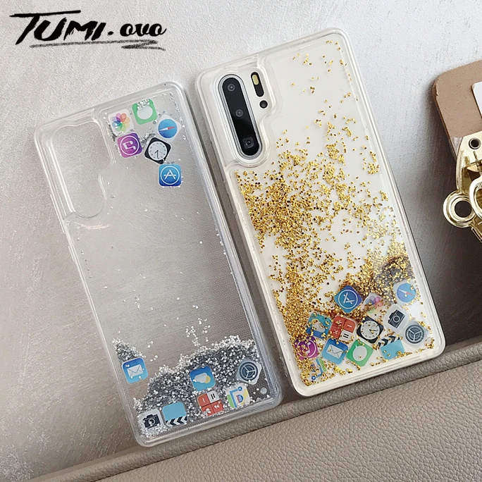 Мягкий чехол из ТПУ с динамической жидкостью и зыбучим песком для Huawei P30 Pro Lite Capa App