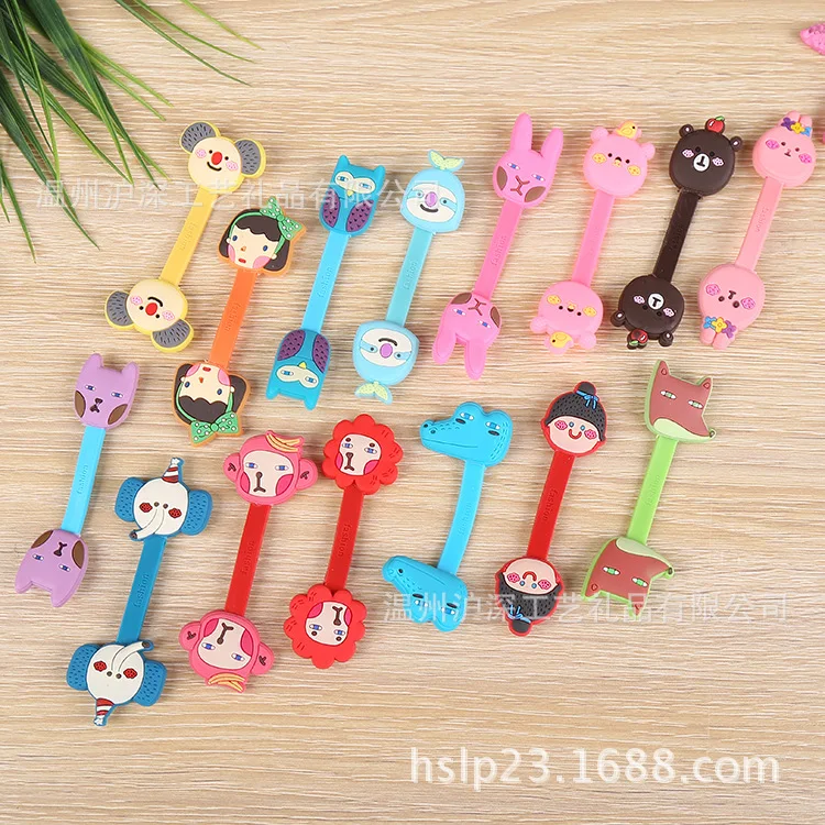 

100pcs/lot Cartoon Cable Winder Earphone Data Line Cable Cord Organizer Holder Mouse Keyboard Silicone Winder for Computer