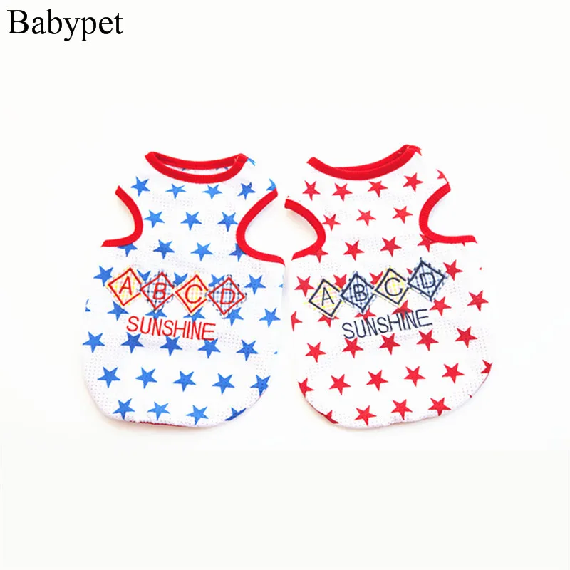 

2016 newest dog vest for summer dog costume A B C D printing pet clothes for dogs chihuahua yorkshire free shipping