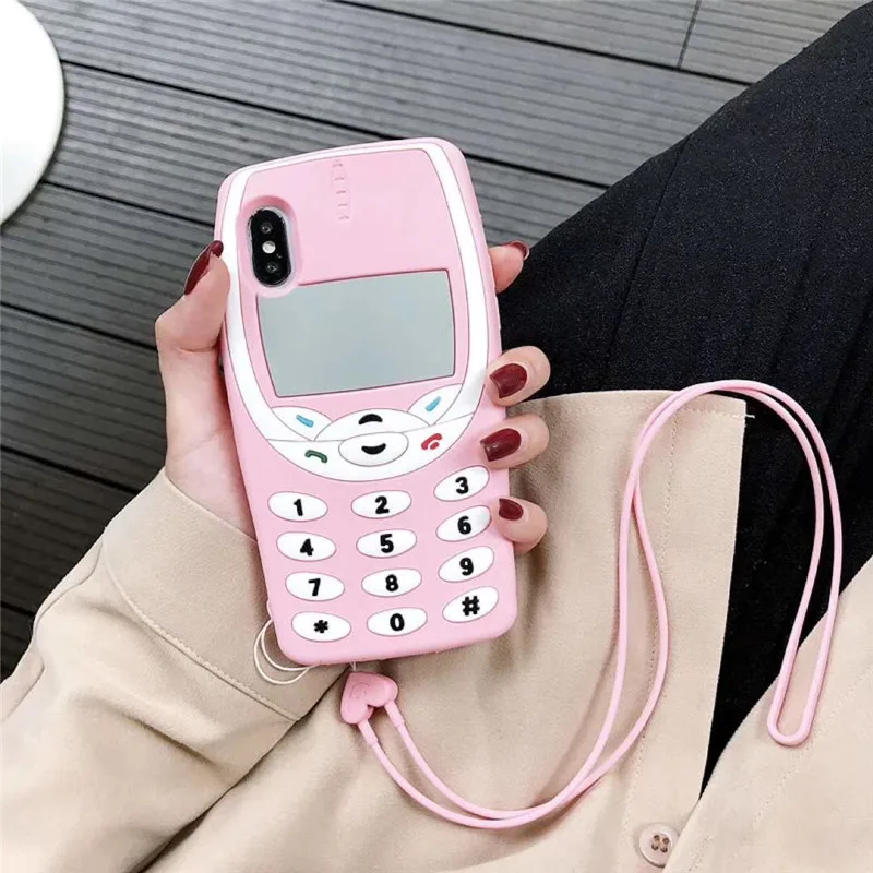 

3D Cute Retro Mobile Phone Soft Silicon Back Cover For iPhone 6 6s Plus X XR Xs Max 7 8 Plus Phone Cases Fundas Coque Capa