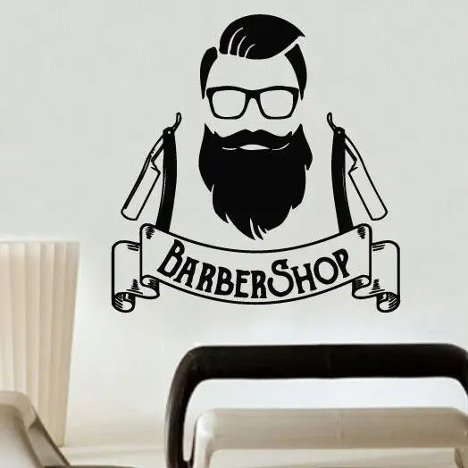 Barber Shop Logo Wall Decals Man Hipster Wall Sticker Beauty Salon ...