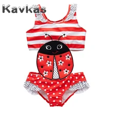 Летний детский один цельный купальник с рисунком насекомых, милый купальник для маленьких девочек, эластичный купальник для девочек, От 1 до 8 лет, купальные костюмы Bebes