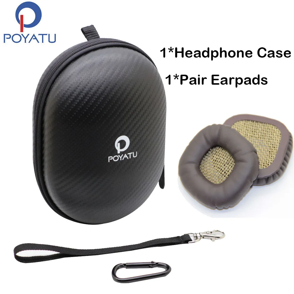 

POYATU Headphone Hard Case Carry Bag For Marshall Major and Major ll Bluetooth Monitor Headphone Earpads Ear Pads Cushion Cover