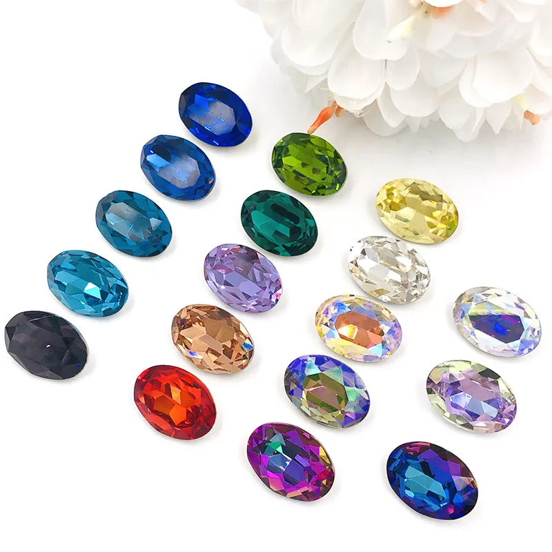  New Oval shape crystal glass glue rhinestones for nail art clothing necklace Accessories - 33016259842