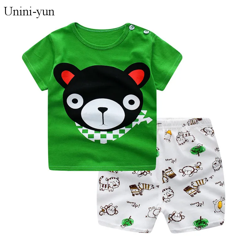 Summer Baby Short Sleeve for Clothing Boys Girls Cotton Suit for Children Two Clothes Sets for Babies Newborn Baby Girl Clothes - Цвет: Тёмно-синий