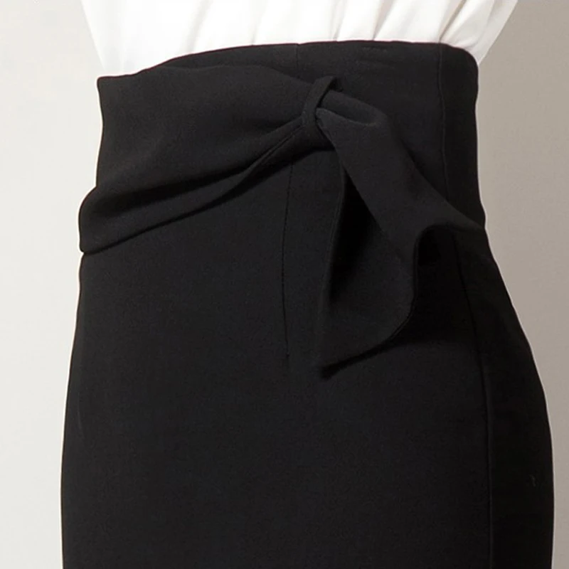 Gratis Y Otoño Cintura Las Primavera Lápiz S De 2018 Elegante Nuevo Negro Envío Damas Formal Arco Mujeres Con Faldas Alta 2xl zdqvzw