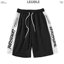 Разборчивые мужские шорты, летние Прямые повседневные шорты с эластичной резинкой на талии, шорты в уличном стиле, мужские шорты в стиле хип-хоп