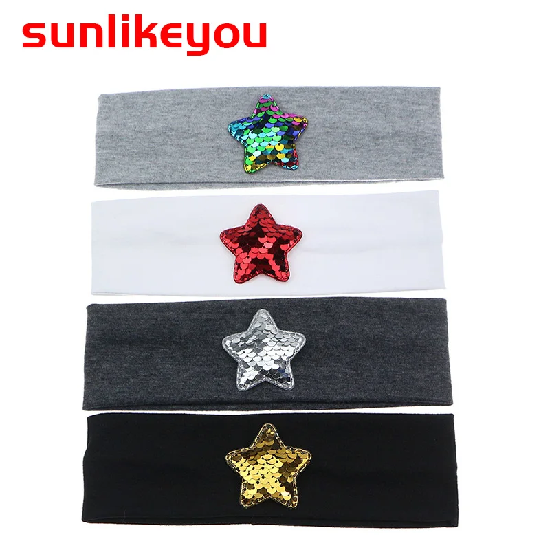 

Sunlikeyou Cartoon Newborn Headband Cotton Elastic Color Sequin Boy Breathable Turban Baby Hair Accessories Baby Girl Headbands