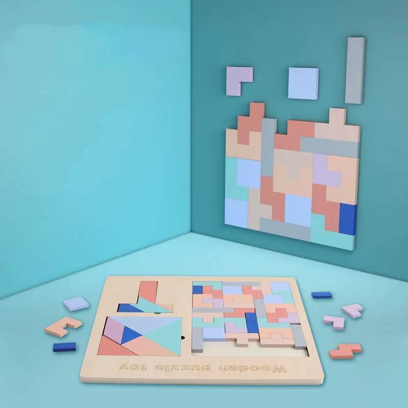 

1set Tetris 3D Puzzle Building Children Intelligence Development Puzzles for Kids Learning Toys for Children Wooden Toy