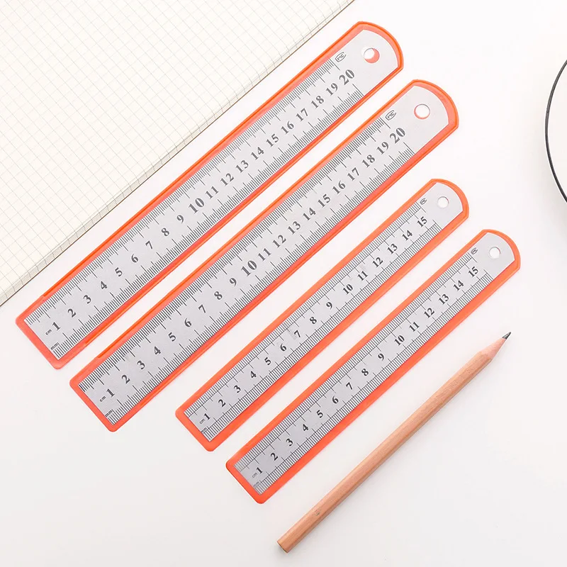 

1 Pc 15cm/20cm Stainless Steel Metal Straight Ruler Precision Double Sided Learning Office Stationery Drafting Supplies
