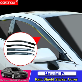 melhor Carro-styling QCBXYYXH Viseiras Da Janela Toldos Abrigos Sol Chuva Escudo Adesivos Acessórios De Cobre Para Toyota Camry 8th 2017 2018
