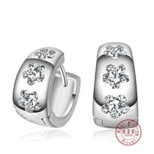 2 цвета роскошные 925 пробы Серебряный цветок Стад Серьги с цирконием Кристалл Для женщин Ювелирное Украшение в подарок на день рождения подарок ко Дню Святого Валентина