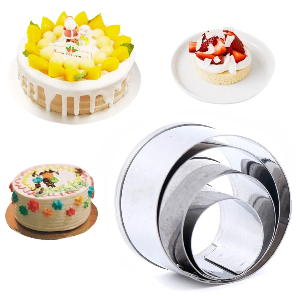 

4pcs/set Metal Round Circle Shape Wedding Cookie Cutter Kitchen Fondant Cake Decorating Tools Mousse Cake Mold Stencils