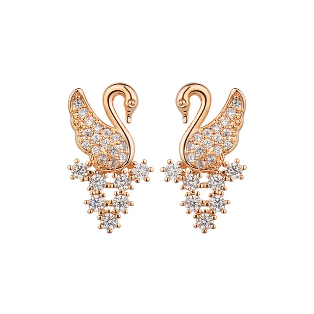 2017 New Style Swan Earring Stud Luxury AAA Cubic Zircon 2 Colors Duck ...