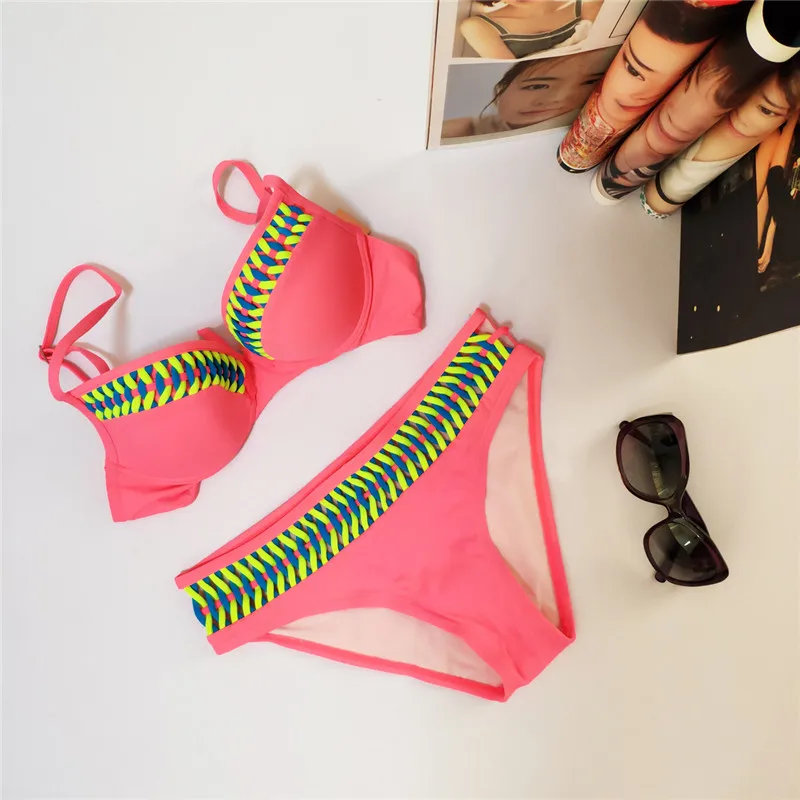 Bikinis Female 2019 High Quality Bikini Knit Push-Up Padded Bra Bikini Set Swimwear Woman Biquini Swimsuit Girls Beachwear (1)