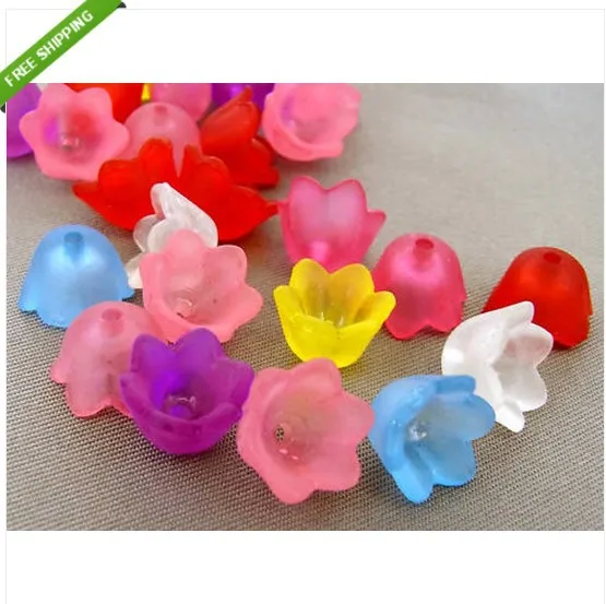 WHOLESALE 7x10mm 1000pcs TRANSLUCENT FROSTED RANDOM MIXED ACRYLIC LUCITE FLOWER BEADS FREE SHIPPING | Украшения и аксессуары