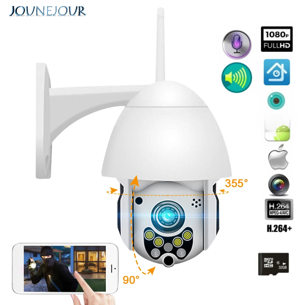 JUNEJOUR 1080P Беспроводная ip камера Wifi облачное хранилище для улицы водонепроницаемая