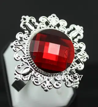

Free Shipping 100pcs/lot Red Diamond Napkin Ring Serviette Holder Wedding Decoration Bridal Shower Party Favor