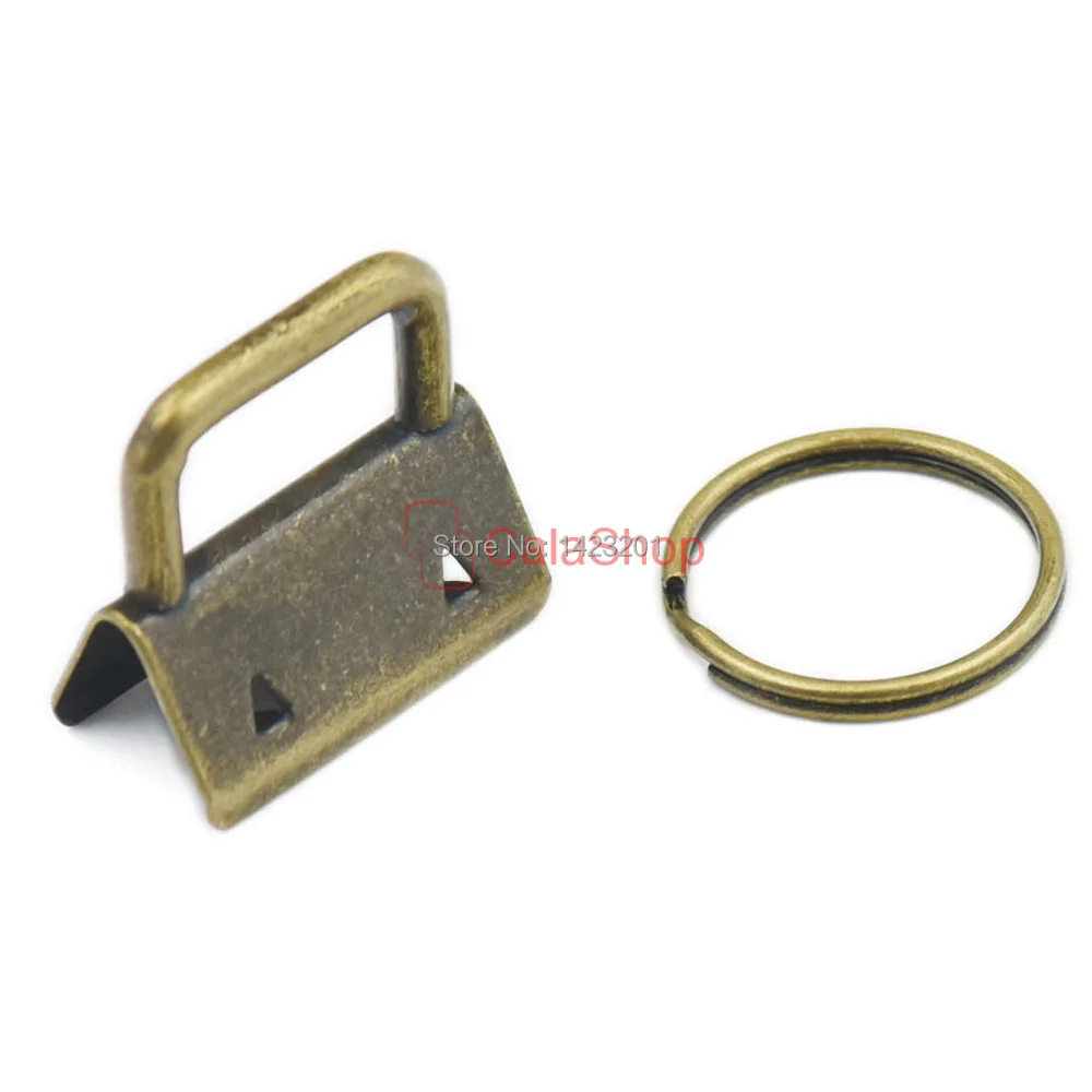 

50 pcs / Lot 25mm 1" Key Fob Hardware Wristlet Set Wrist For wristlets with Ring fabric ribbon webbing embossed Bronze