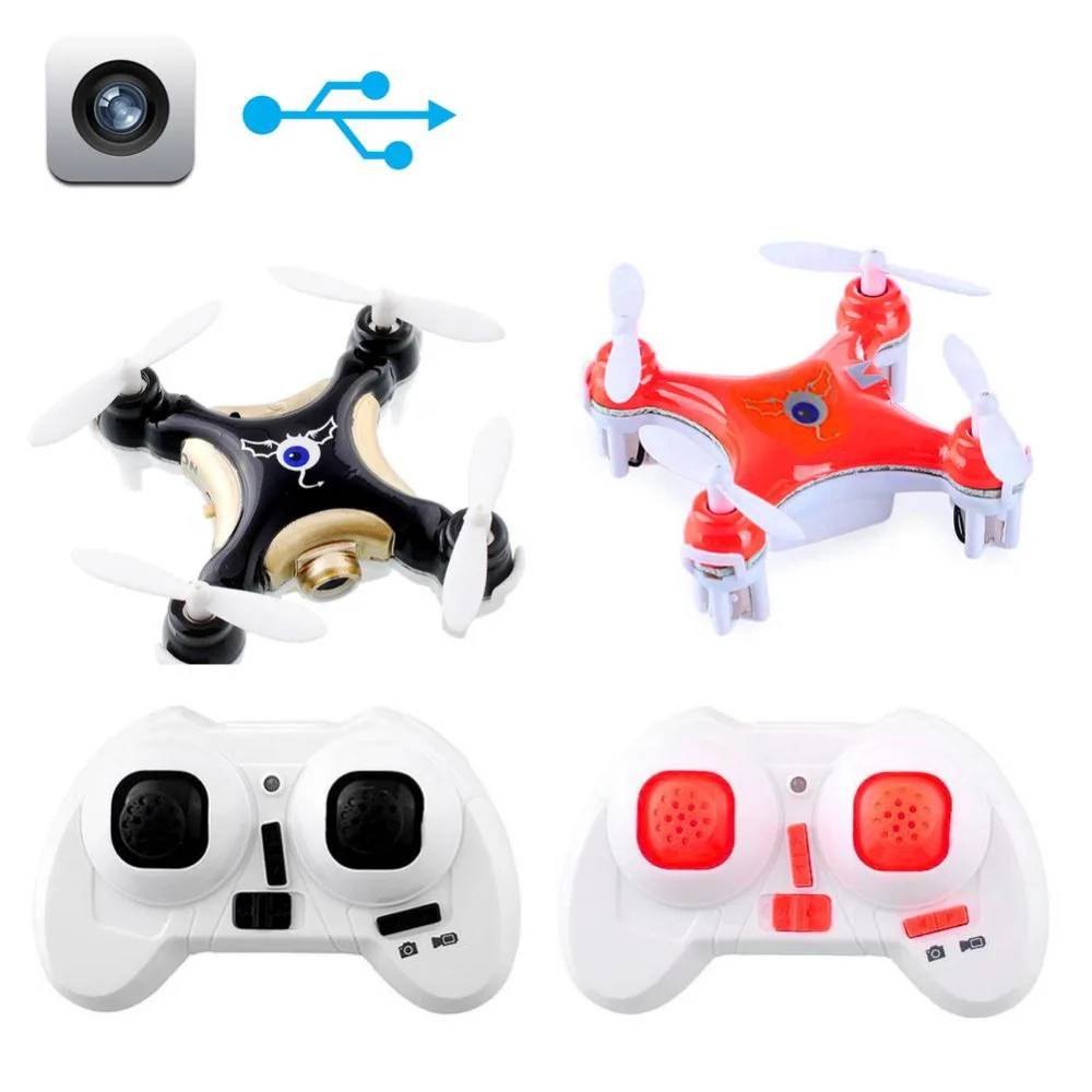 

2016 Cherson CX-10C Mini 6 Axis 2.4G 4CH LED RC Quadcopter Helicopte Drones with Camera 0.3MP Black/Orange To Choose