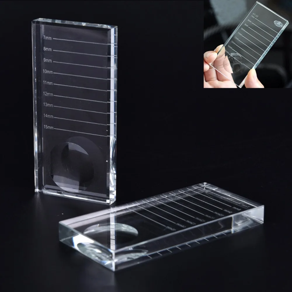 

Crystal Clear Glass Stand Pad NEW Planting Eyelash Length Differentiator Glue Cushion Eye Lash Glue Holder