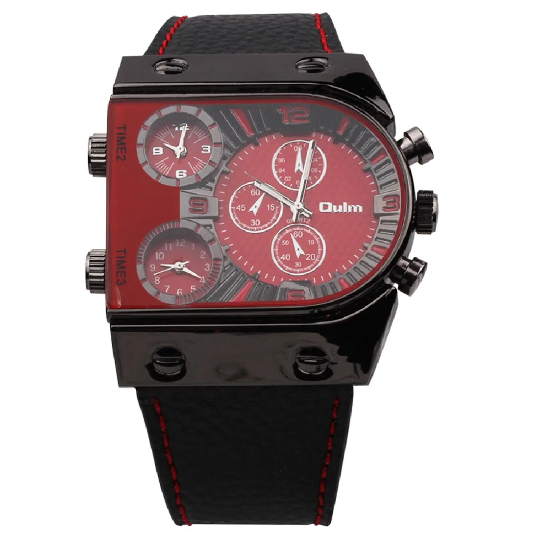 

Dial Multi Zone 3 Time Calendar Quartz Men Wrist Watch Luminous Sport PU Special Fashion