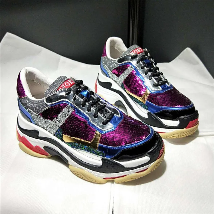 Ginnastica Scarpe Appartamenti Casual Pic Della Misto Cozy Primavera Superficiale Up Sneakers Chic Autunno as Piattaforma Pic Di As Colore Bling Lace Donna Design Da UdHqAwF