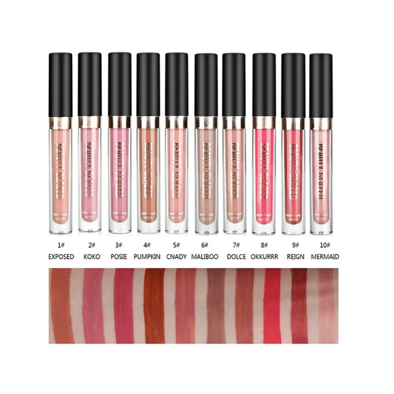 10 Colors Beauty Glazed Liquid Lipstick Lipgloss Sexy ...