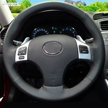Shining Black Leather Steering Wheel Cover for Lexus IS IS250 IS250C IS300 IS300C IS350 IS350C F