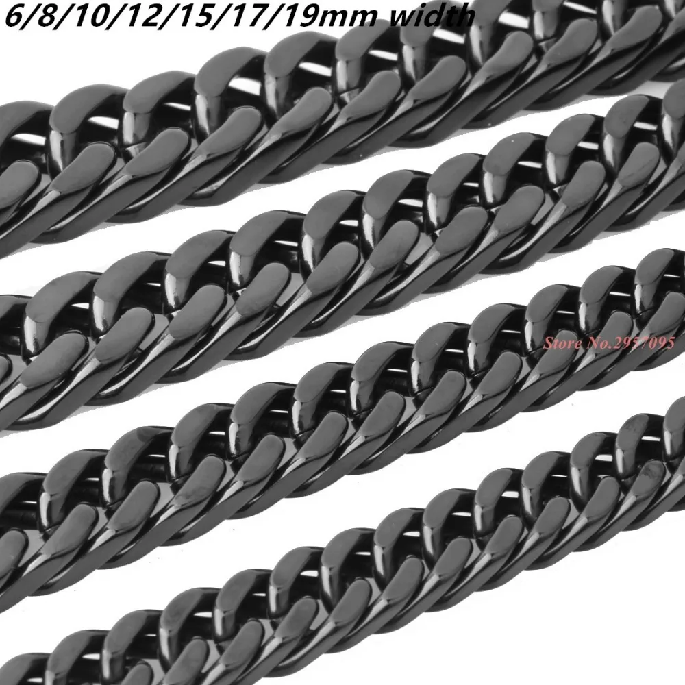 Trendy Black Chain For Men Hip Hop Jewelry Stainless Steel Curb Chain