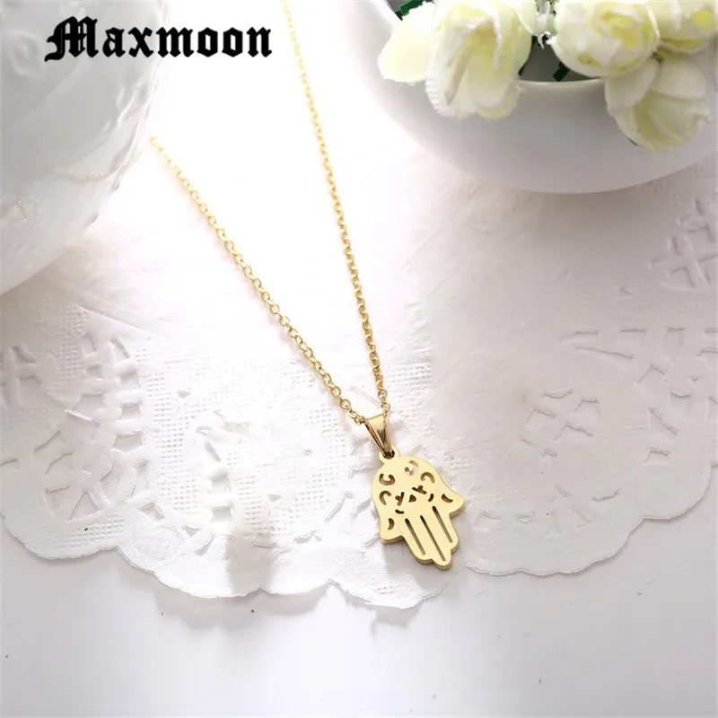 Массивное ожерелье Maxmoon Hamsa с подвеской из нержавеющей стали Фатимой женское