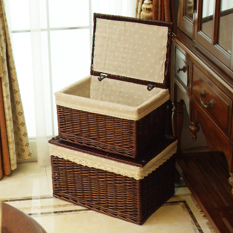 تلقي مربع فائقة كبيرة الروطان ترتيب مربع مع المغطاة درج سلة التخزين فائقة كبيرة الملابس أسفل السرير تلقي مربع